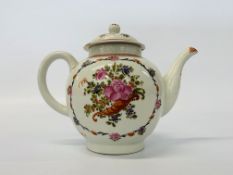 A LOWESTOFT POLYCHROME TEAPOT AND COVER,