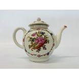 A LOWESTOFT POLYCHROME TEAPOT AND COVER,