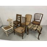 SIX VARIOUS SIDE CHAIRS,