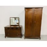 A STAG MINSTREL DOUBLE WARDROBE AND MATCHING STAG MINSTREL DRESSING CHEST (ROBE WIDTH 90cm.