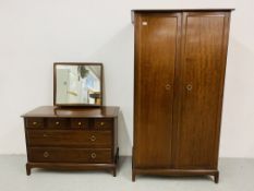 A STAG MINSTREL DOUBLE WARDROBE AND MATCHING STAG MINSTREL DRESSING CHEST (ROBE WIDTH 90cm.