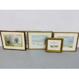 3 x FRAMED LOCAL WATERCOLOUR SCENES BEARING SIGNATURE RON EDWARDS,