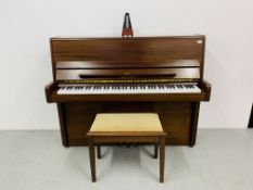 A WELMAR MODERN OVERSTRUNG UPRIGHT PIANO WITH STOOL,
