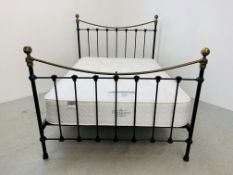 A JAY-BE TRADITIONAL REPRODUCTION BRASS AND IRON DOUBLE BEDSTEAD WITH SILENT NIGHT DIAMOND