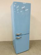 A BUSH BABY BLUE 1950'S DESIGN FRIDGE FREEZER MODEL BFFF60BL. W 60CM.