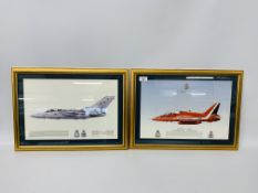 2 FRAMED AND MOUNTED PRINTS OF "THE RED ARROWS" HAWK T1A XX253 + TORNADO F3 ZE156 'AM' 229