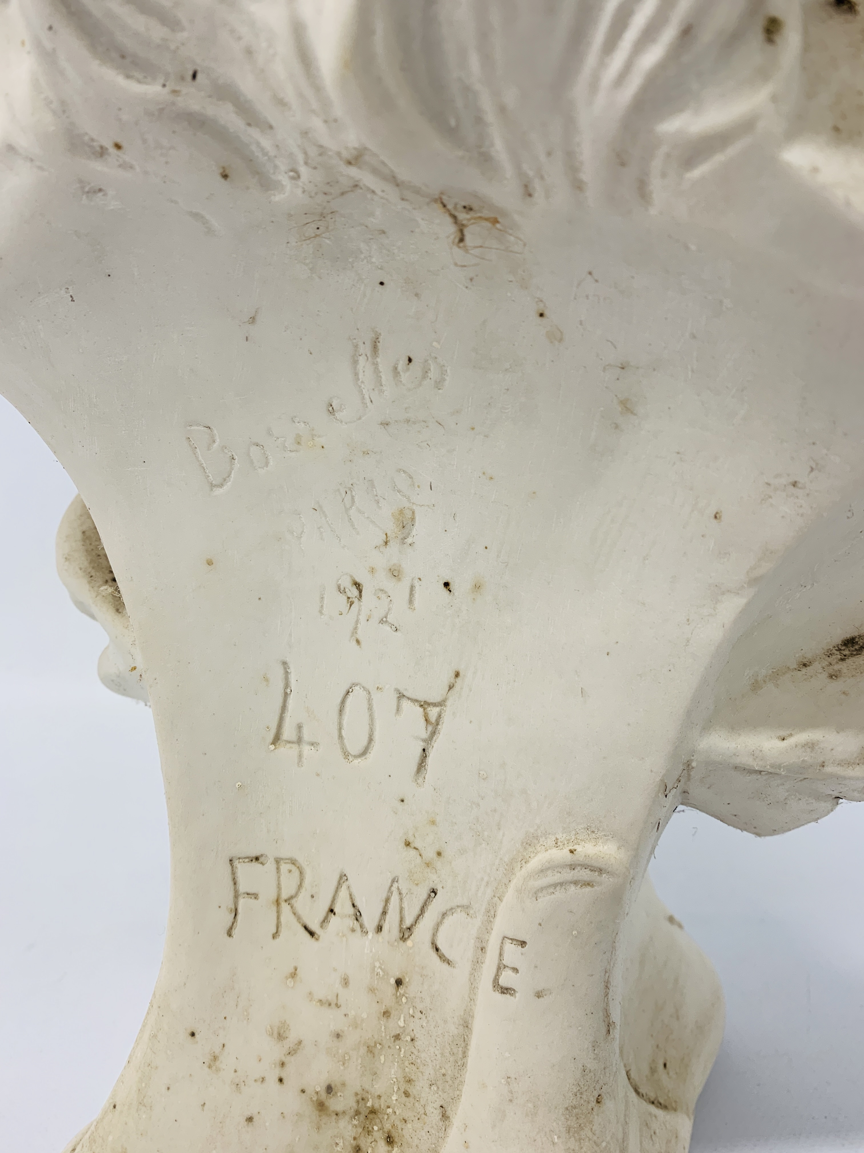 TWO CLASSICAL COMPOSITE BUSTS THE LARGE 50cm HIGH THE BACK MARKED BOWELLS PARIS 1921 407 FRANCE - Bild 7 aus 7