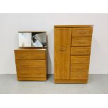 AN ALSTONS CHERRYWOOD FINISH COMBINATION WARDROBE - W 84CM. H 40CM. D 52CM.