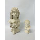 TWO CLASSICAL COMPOSITE BUSTS THE LARGE 50cm HIGH THE BACK MARKED BOWELLS PARIS 1921 407 FRANCE