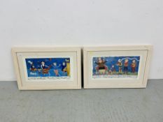 A PAIR OF FRAMED AND MOUNTED BARBARA OLSEN NURSERY PRINTS "OLD KING COLE WAS A MERRY OLD SOUL" AND