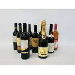 NINE VARIOUS BOTTLES OF WINE TO INCLUDE NICHOLAS FEUILLATTE CHAMPAGNE