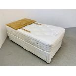 A DREAMWORKS BEDS SINGLE DIVAN BED WITH DRAWER BASE "REFRESH 1700 MATTRESS AND LIGHT TAN SUEDETTE