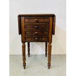 A C19TH MAHOGANY DROP LEAF NIGHT TABLE WITH SINGLE DRAWER ABOVE A FALL FRONT COMPARTMENT. W 42cm.