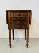 A C19TH MAHOGANY DROP LEAF NIGHT TABLE WITH SINGLE DRAWER ABOVE A FALL FRONT COMPARTMENT. W 42cm.
