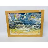 A COLLECTION OF 4 LOCAL PICTURES AND PRINTS TO INCLUDE OIL ON BOARD CROMER GALES (SIGNED).