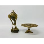 A gilt metal and marble pastel burner (some damage),