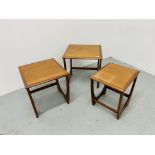 A G PLAN TEAK RETRO STYLE GRADUATED SET OF THREE OCCASIONAL TABLES