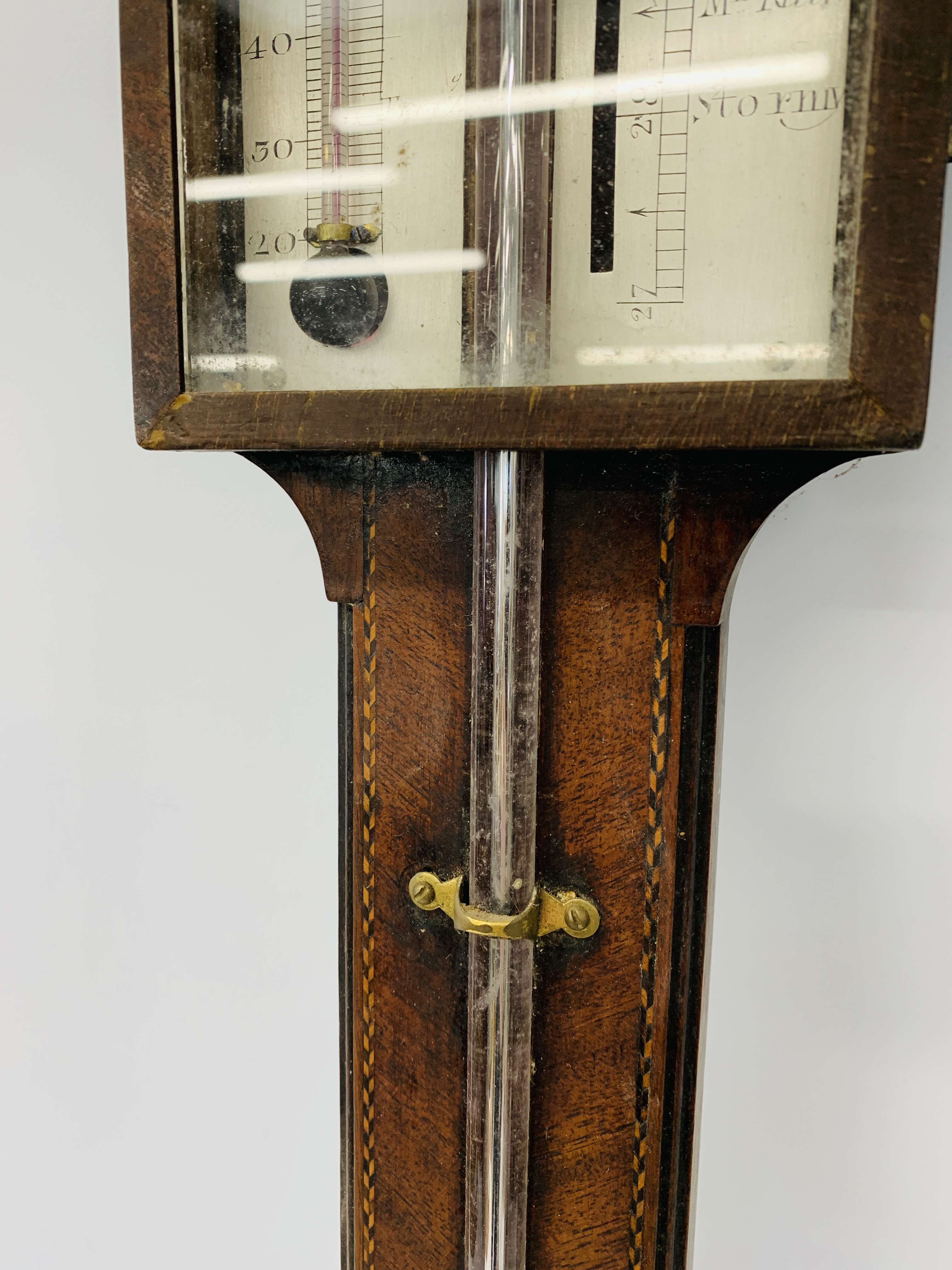 A Georgian mahogany stick barometer, by Pochaine of Newcastle, - Image 5 of 10