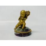 A C19th French bronze cherub,