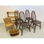 A SET OF FOUR DINING CHAIRS STAMPED W.