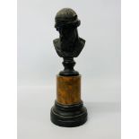 A C20th Naples bronze effect bust of Plato on simulated marble base,