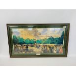 A FRAMED AND MOUNTED PRINT "NORWICH CASTLE" BY D. CHARLES FOUQUERAY 1872-1956. 78.5cm X 39.5cm.