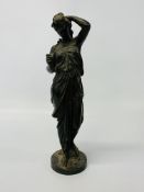 A French C19th bronze of a standing lady holding a bunch of grapes, signed Richard, height 29.