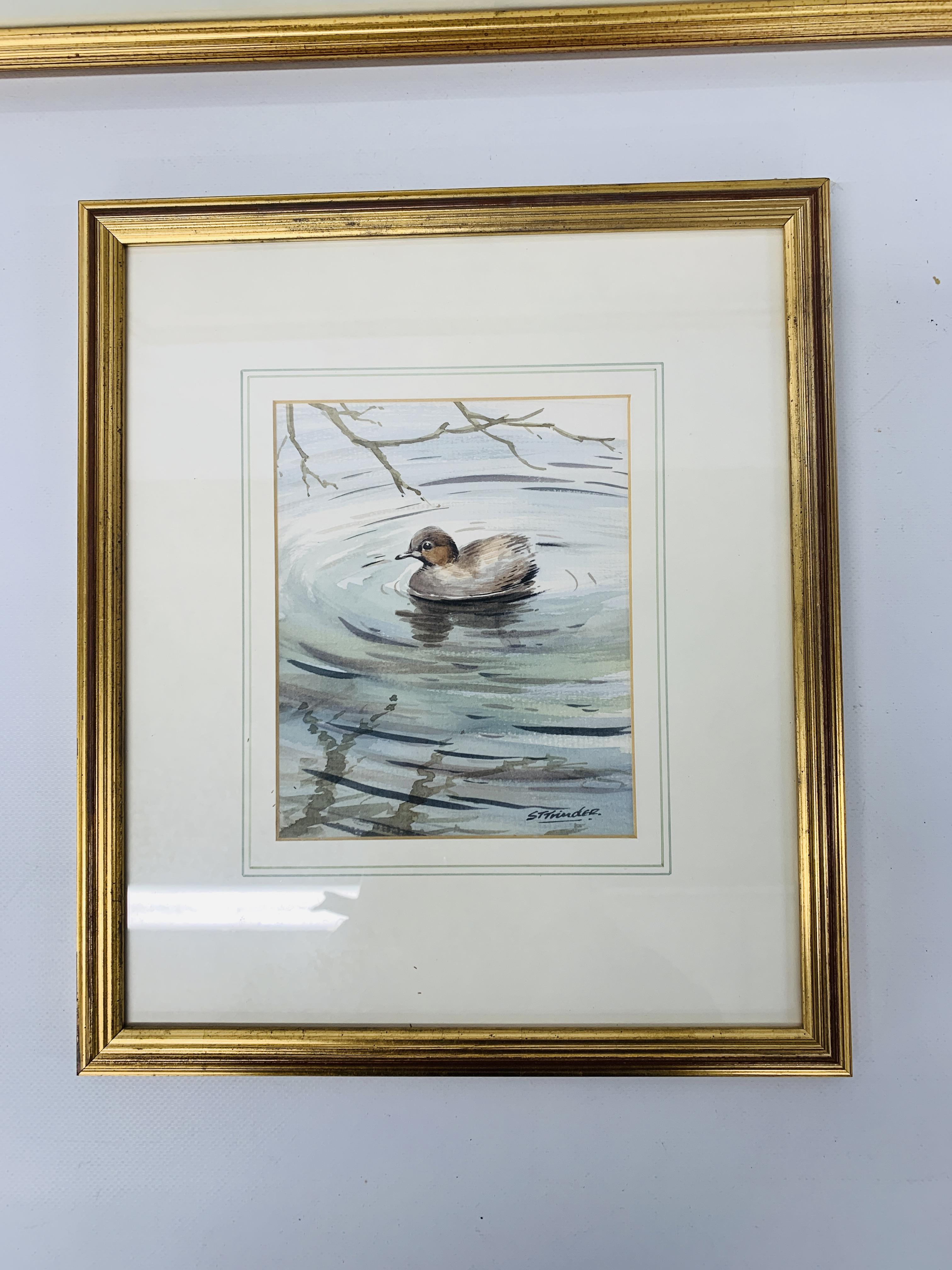 TWO FRAMED AND MOUNTED ORIGINAL WATERCOLOURS - MALLARD IN FLIGHT OVER WETLAND 33cm X 47cm AND - Image 6 of 8