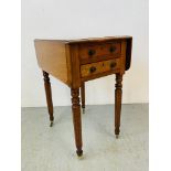 A C19TH MAHOGANY PEMBROKE TABLE WITH TWO FRIEZE DRAWERS. W 42cm. H 74cm. D 55cm.