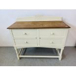 AN OAK 2 DOOR PAINTED SIDEBOARD