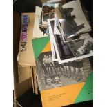 BOX OF EPHEMERA AND POSTCARDS, CANARY CRUSADE BOOKLET IN GOOD CONDITION ETC.