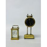 A five glass brass carriage clock, the front glass damaged,