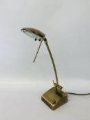 A VELENCIA BRUSHED BRASS FINISH DESK LIGHT WITH DIMMER CONTROL - SOLD AS SEEN