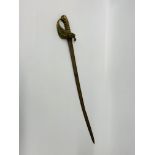 A C19th RN sword with snakeskin grip and a lionhead finial
