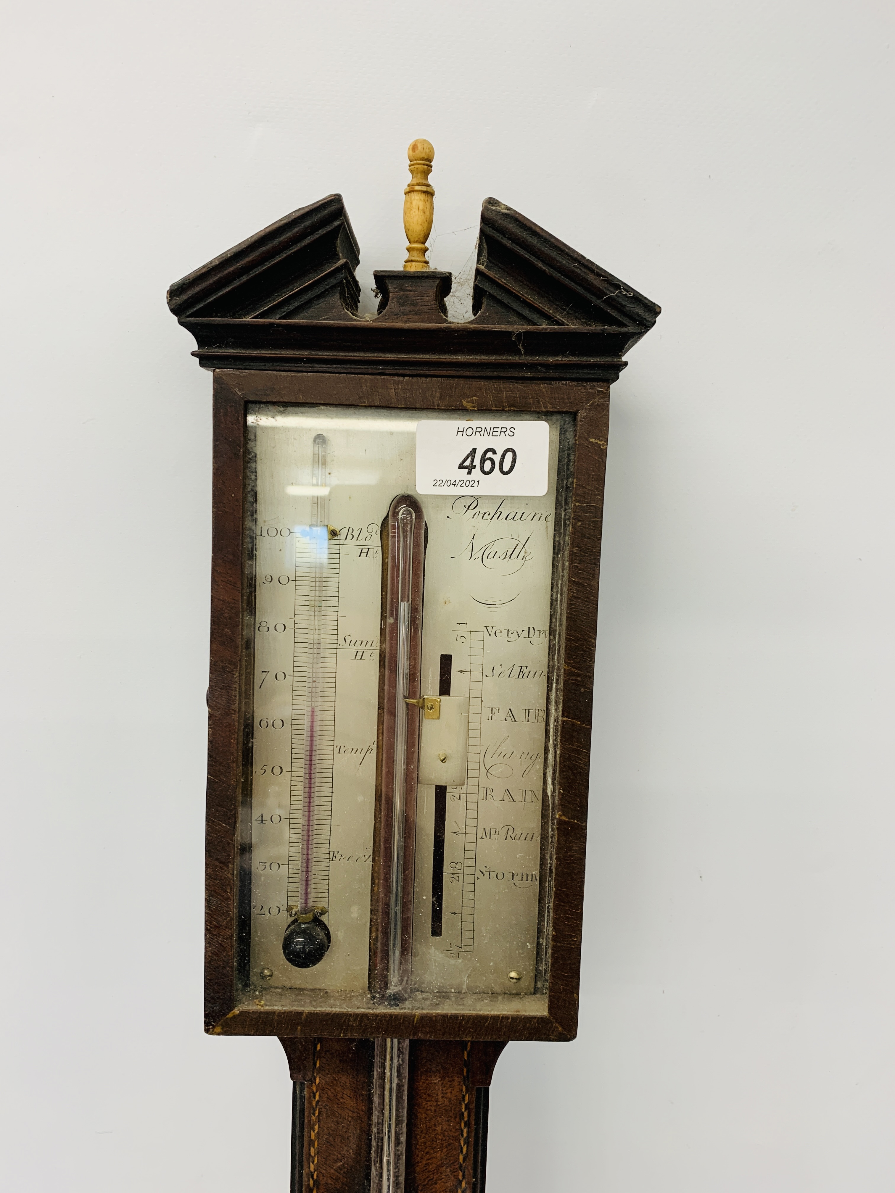 A Georgian mahogany stick barometer, by Pochaine of Newcastle, - Image 2 of 10