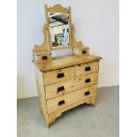 AN ANTIQUE PINE TWO OVER TWO DRESSING CHEST W 92cm. H 160cm. D 45cm.