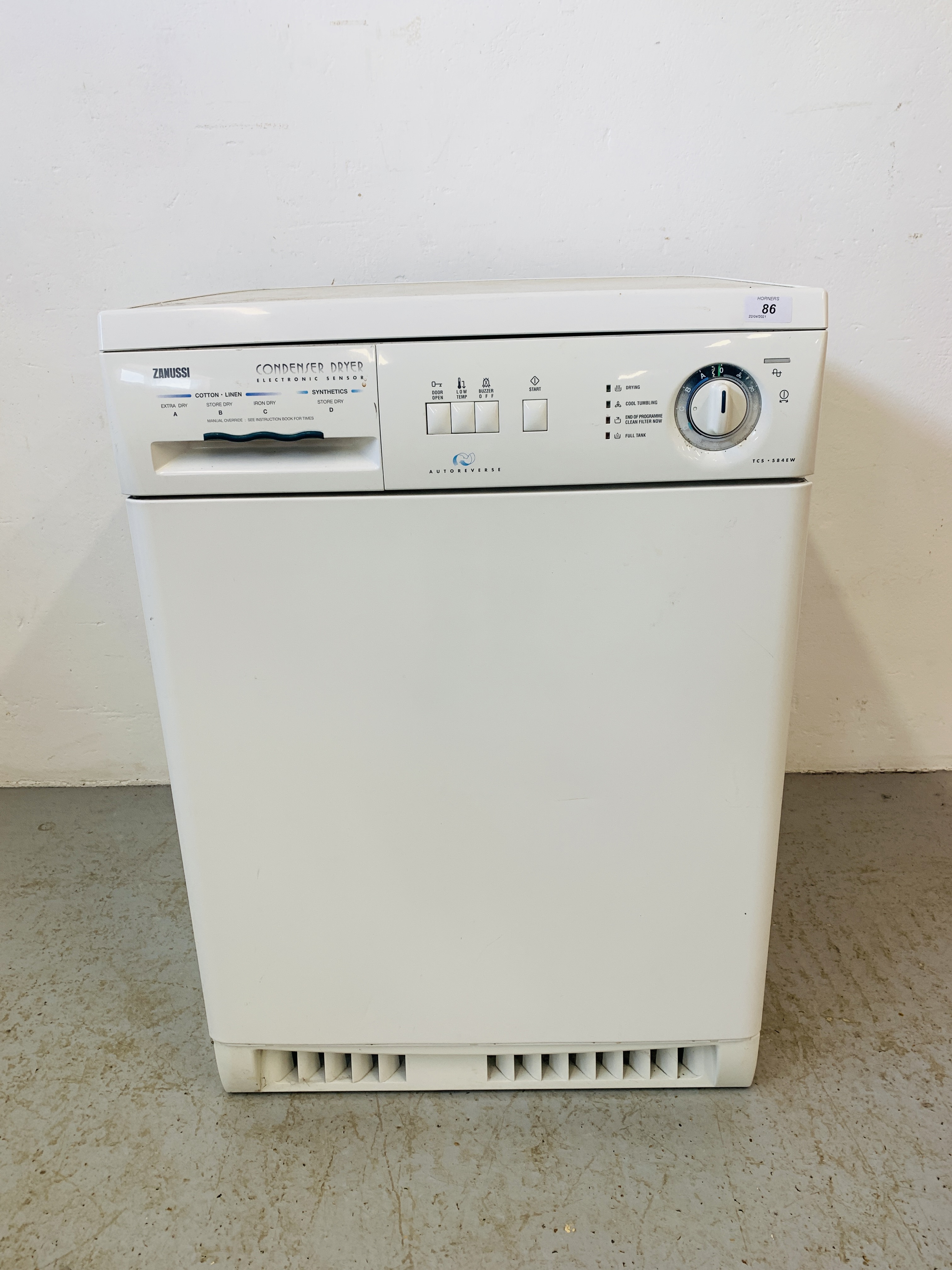 A ZANUSSI CONDENSER TUMBLE DRYER - SOLD AS SEEN