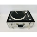 A GEMINI TT-01 MKII FULL MANUAL BELT DRIVE TURNTABLE WITH INSTRUCTIONS PLUS ALUMINIUM FLIGHT CASE