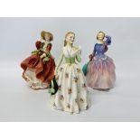 THREE ROYAL DOULTON PORCELAIN COLLECTORS FIGURES "TOP O THE HILL",