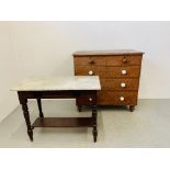 A COUNTRY PINE TWO OVER THREE CHEST OF DRAWERS A/F, WIDTH 102cm, HEIGHT 98cm,