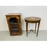 A C19th walnut and inlaid single door cabinet,