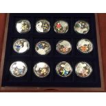 WINDSOR MINT 2016 PAPAL COAT OF ARMS SET OF TWELVE 40mm SILVER PLATED COMMEMORATIVE PROOF STRIKES