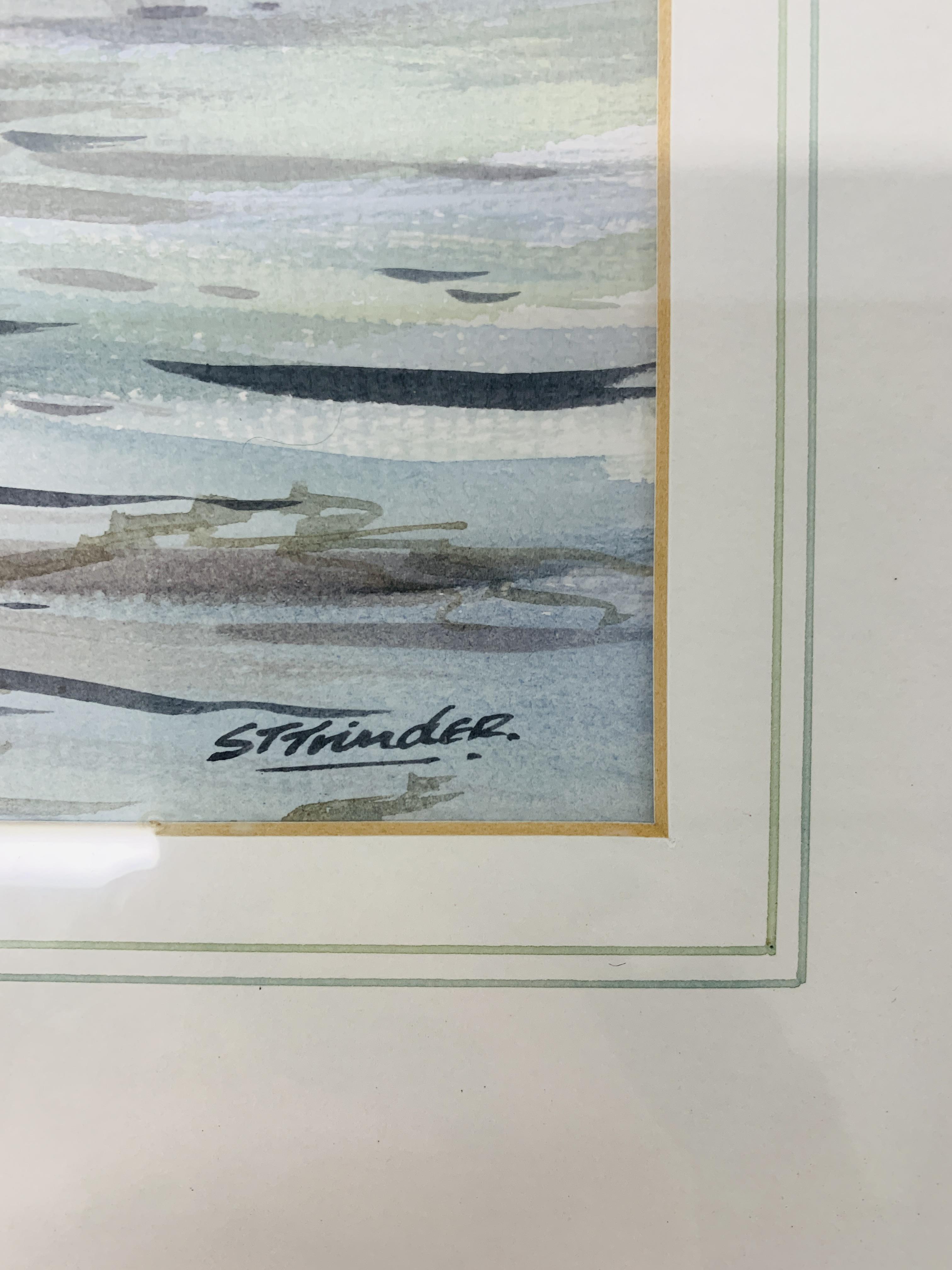 TWO FRAMED AND MOUNTED ORIGINAL WATERCOLOURS - MALLARD IN FLIGHT OVER WETLAND 33cm X 47cm AND - Image 8 of 8