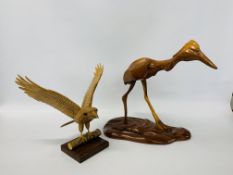 A CARVED WOODEN STUDY BIRD OF PREY,