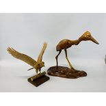 A CARVED WOODEN STUDY BIRD OF PREY,