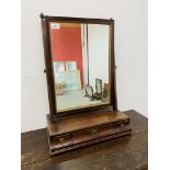 A GEORGE III MAHOGANY THREE DRAWER TOILET MIRROR