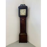 A GEORGE III OAK THIRTY-HOUR LONGCASE CLOCK WITH PAINTED DIAL SIGNED D J HOY OF MATTISHALL,