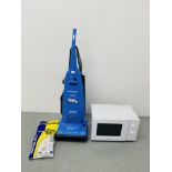 A PANASONIC 1600 WATT VACUUM CLEANER WITH ACCESSORIES PLUS A DAEWOO MICROWAVE OVEN - SOLD AS SEEN