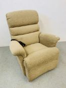 FAWN UPHOLSTERED SINGLE ELECTRIC RECLINING CHAIR - SOLD AS SEEN - TRADE ONLY