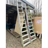 TWO SETS OF ALUMINIUM ELEVEN TREAD FOLDING STEPS